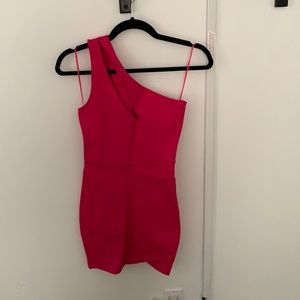 Pink bodycon asymmetrical dress